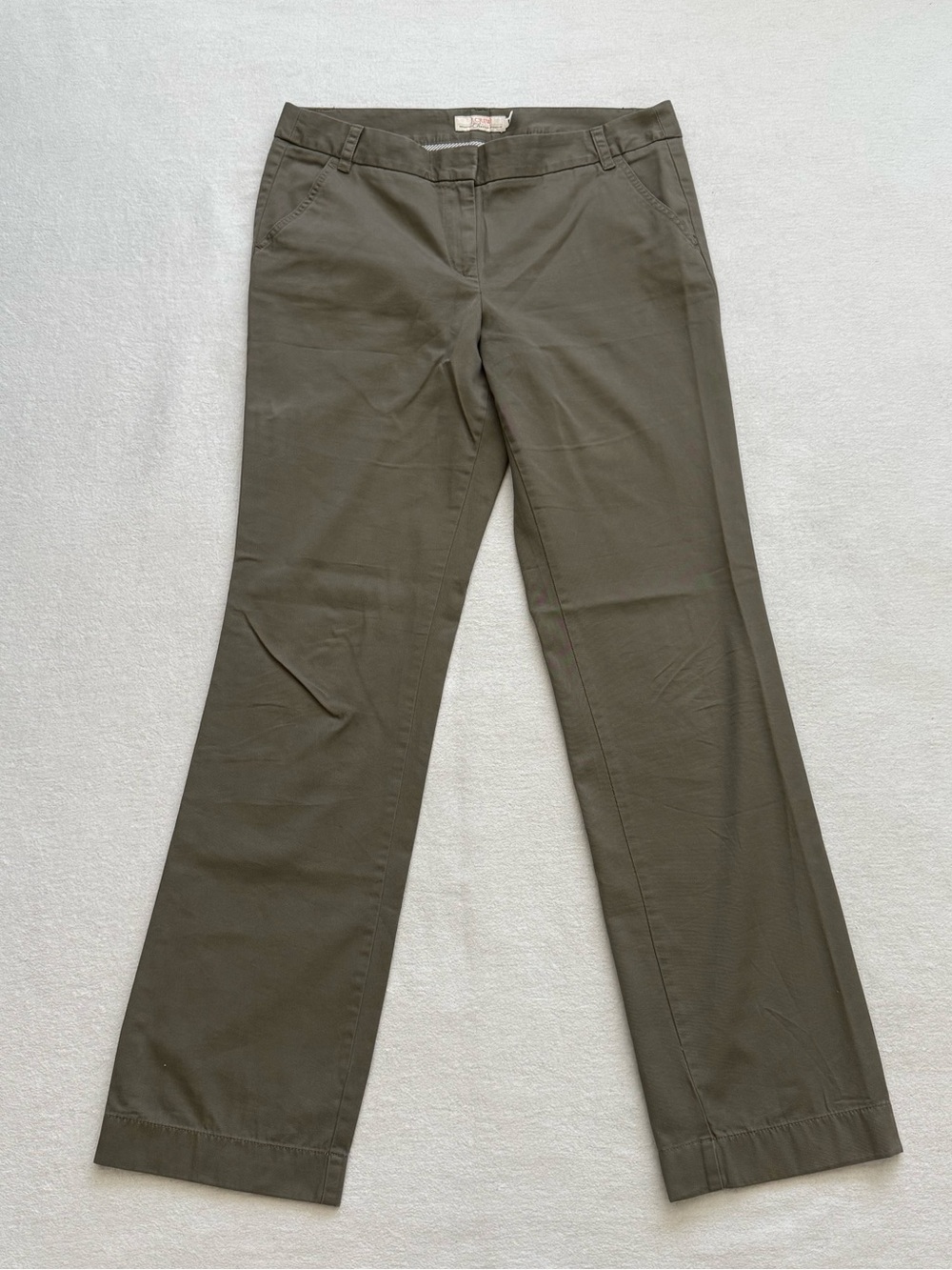 J. Crew Favorite Fit Broken In 100% Cotton Chino Pants Olive Brown Size 14 Tall